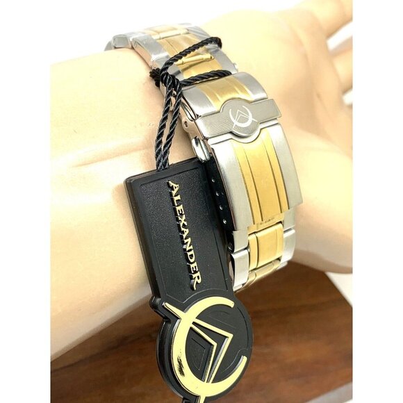 Alexander Men's Watch A501B Swiss Quartz Diver Blue Dial Two Tone Steel 42mm - Picture 11 of 15